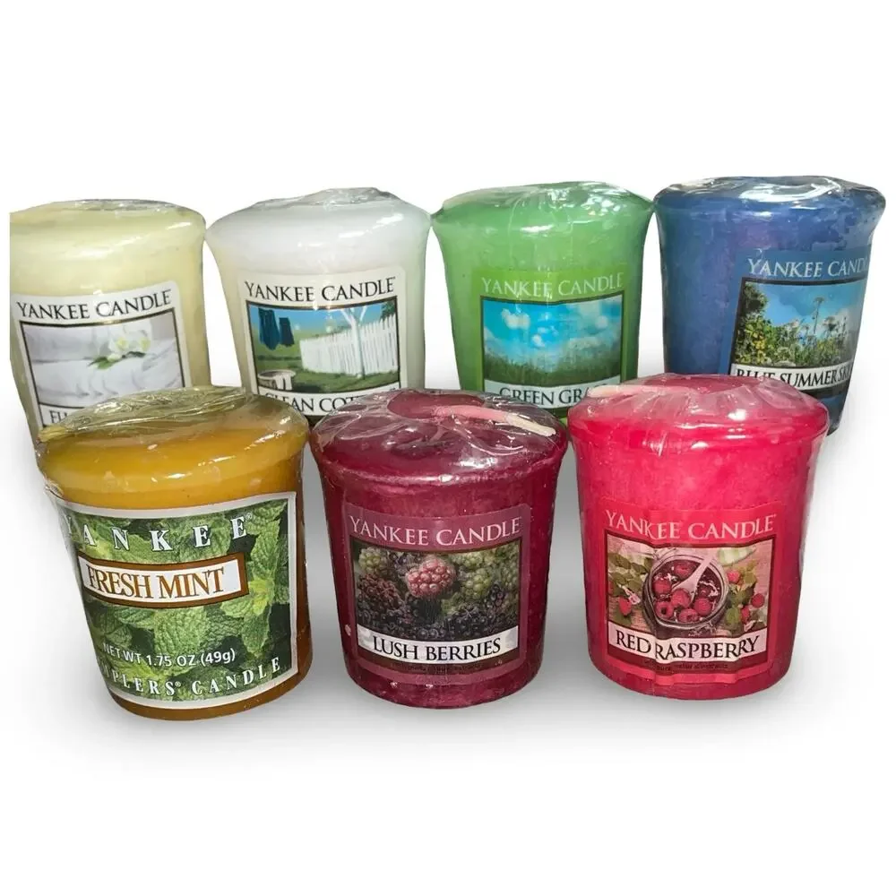 Lot of 7 Vintage Yankee Candle Votives Clean Cotton Laundry Fresh Floral HTF